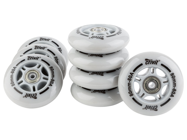 CRIVIT Inliner Rollen mit Kugellager, 8er Set / LED Rollen 4er Set