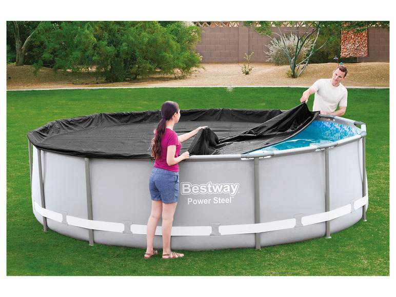 Bestway PVC-Abdeckplane, schwarz, für runde Pools