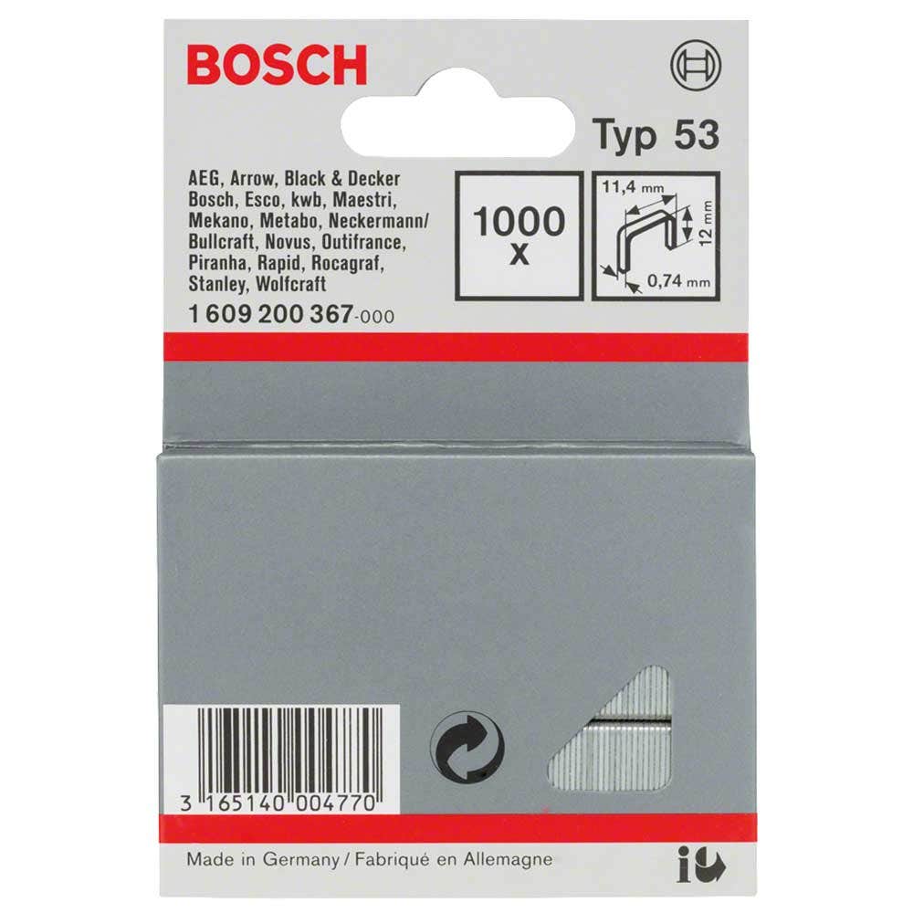 BOSCH 12mm Staples  - 1000 Pieces BOX Suits PTK14&23E 1609200367