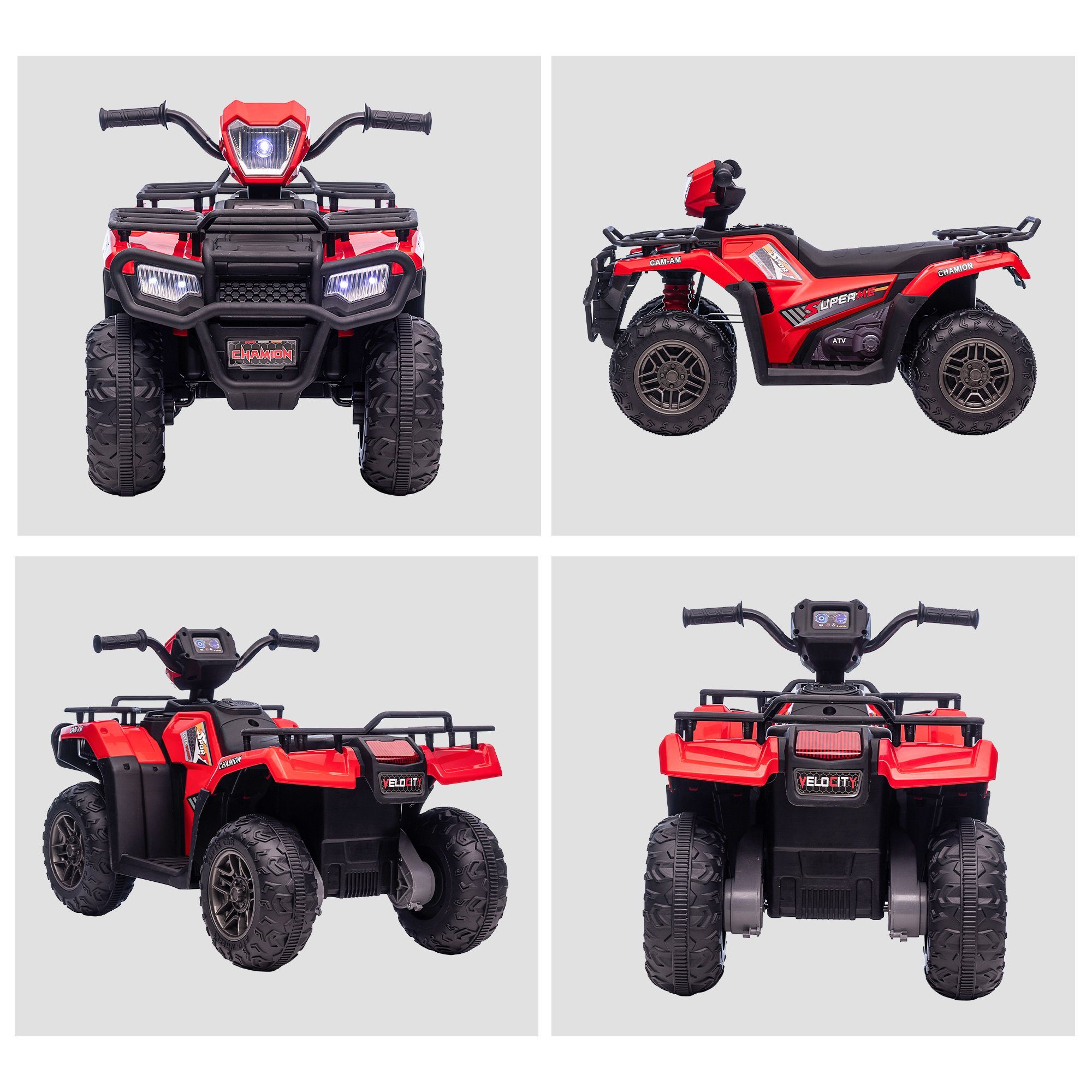 HOMCOM electric children's quad children's electric quad, max. 4 km/h, children's motorcycle, black + red, load capacity 25 kg, (1 piece), 88L x 45W x 50H cm