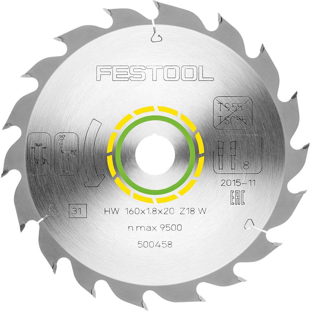 FESTOOL 160mm 18T TCT Circular Saw Blade for Wood Cutting - PANTHER
