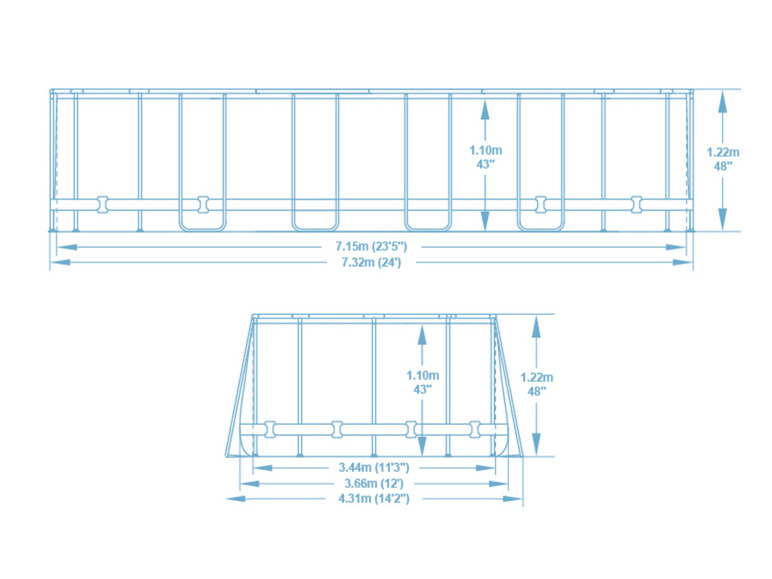 Bestway Power Steel™ Frame Pool Komplett-Set mit Filterpumpe, ca. L 732 x B 366 x H 122 cm