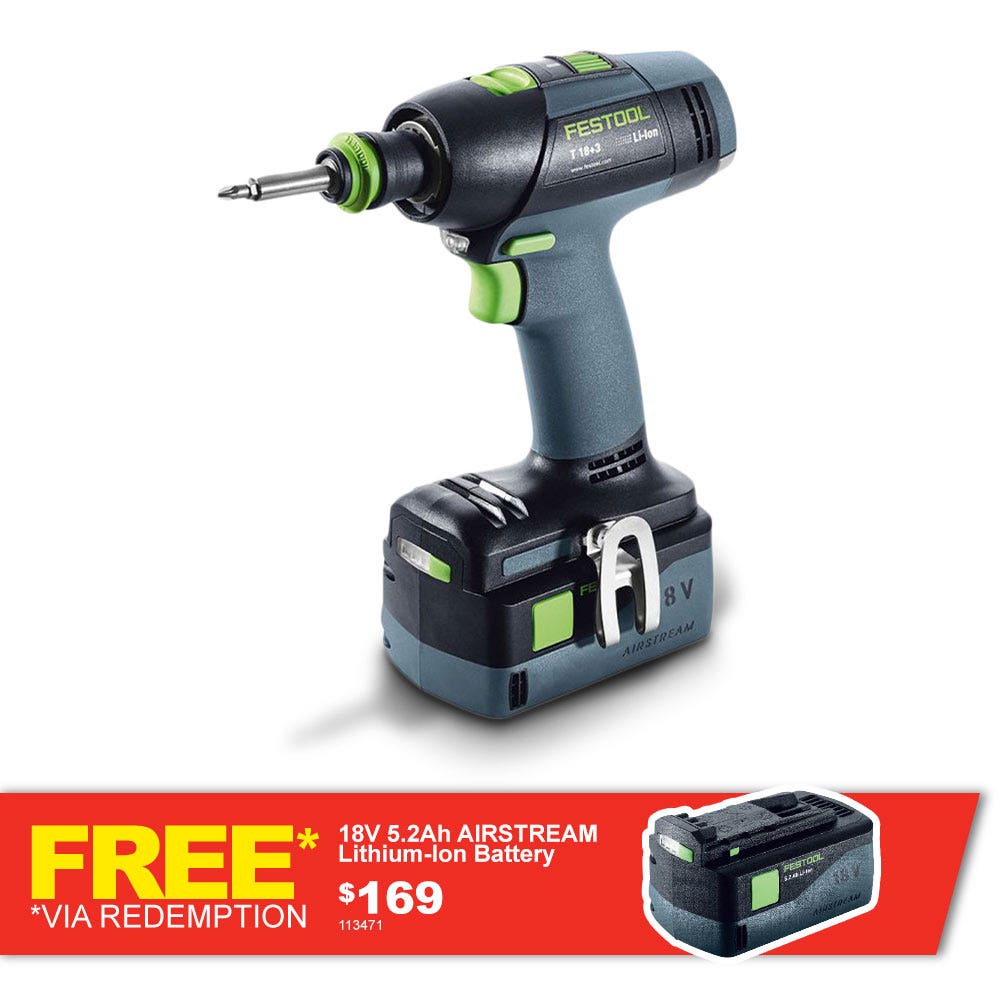 FESTOOL 18V Brushless 12mm 2 x 5.2Ah T 18 Drill Plus Li 574757