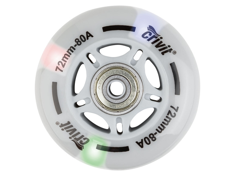 CRIVIT Inliner Rollen mit Kugellager, 8er Set / LED Rollen 4er Set