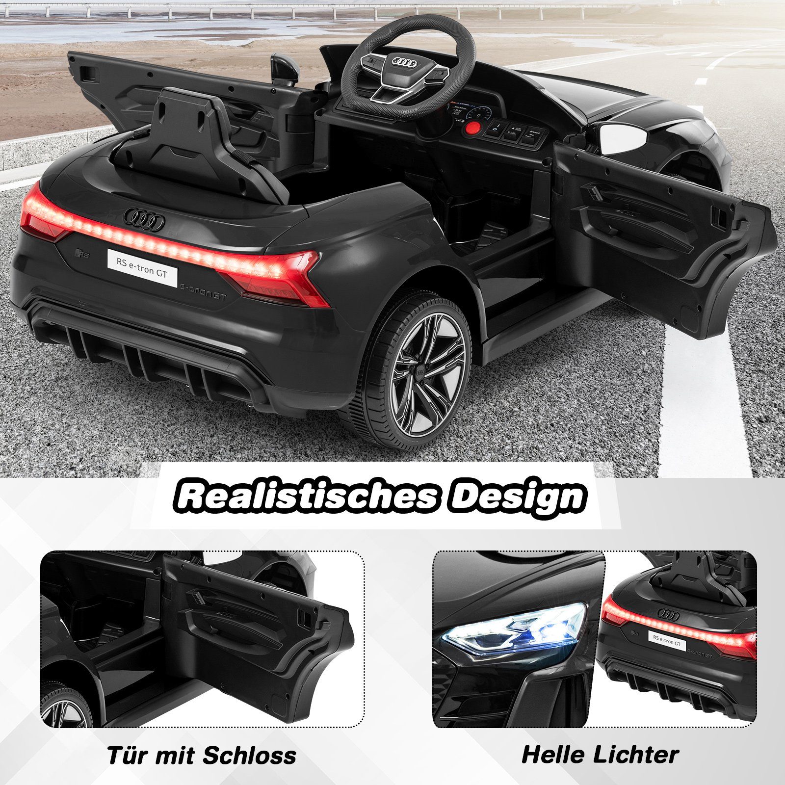 COSTWAY Elektro-Kinderauto 12V Audi Elektroauto, 3-5 km/h