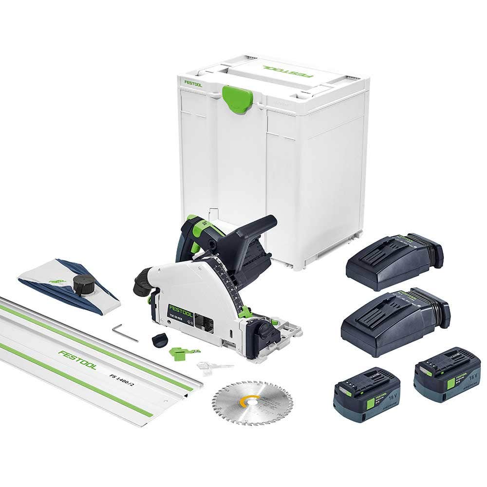 FESTOOL 18V Brushless 2 x 5.2Ah 160mm Plunge Saw with 1400mm Rail Kit 577282