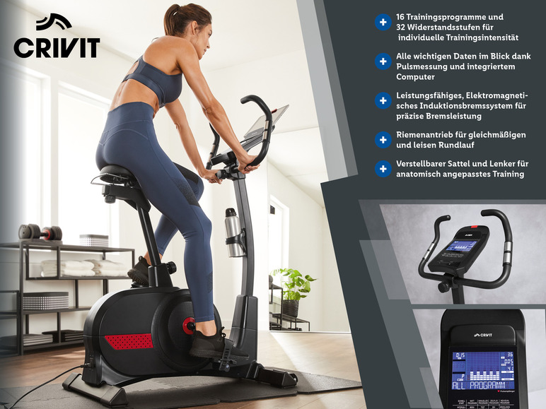 CRIVIT Ergometer, Connected Training, 16 Programme