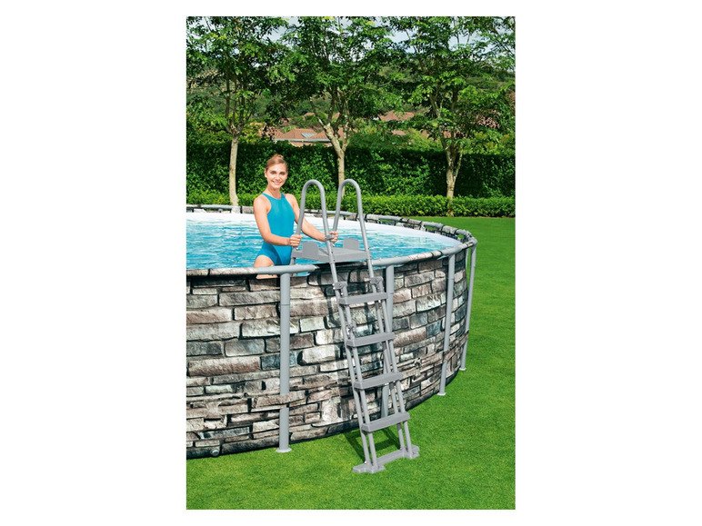 Bestway Power Steel™ Framepool Komplett-Set, rund mit Filterpumpe, Sicherheitsleiter und Abdeckplane