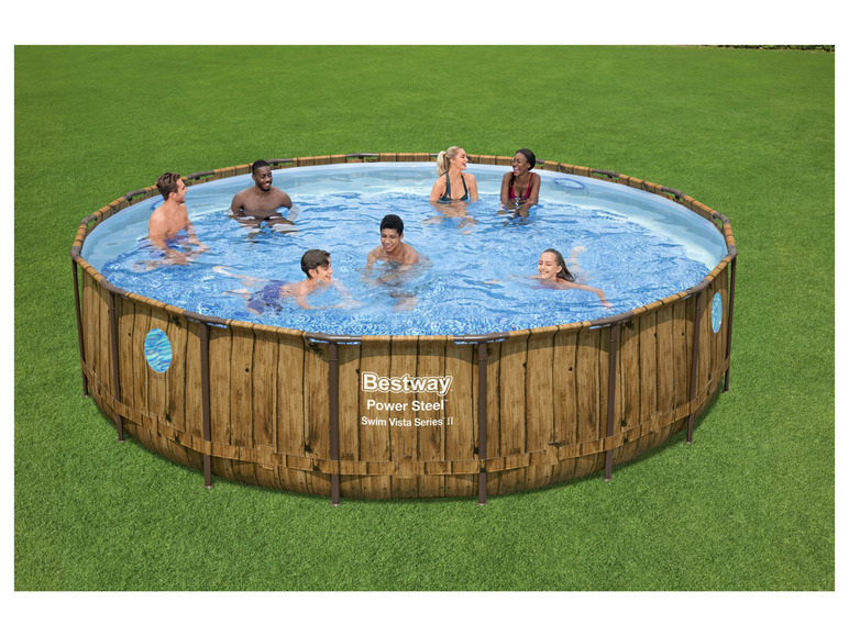 Bestway Power Steel™ Swim Vista Series™ Frame Pool Komplett-Set mit Filterpumpe, ca. Ø 549 x 122 cm
