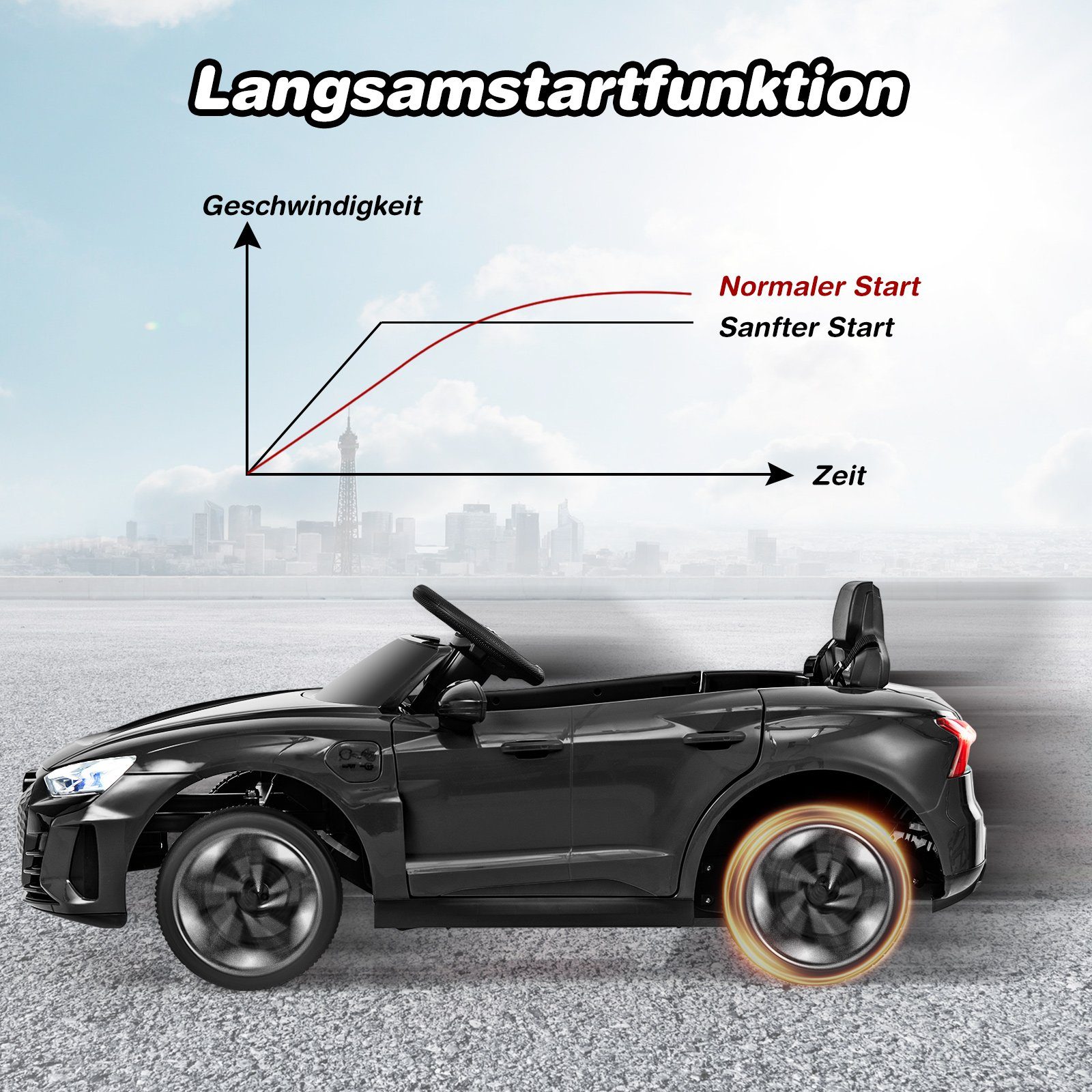 COSTWAY Elektro-Kinderauto 12V Audi Elektroauto, 3-5 km/h