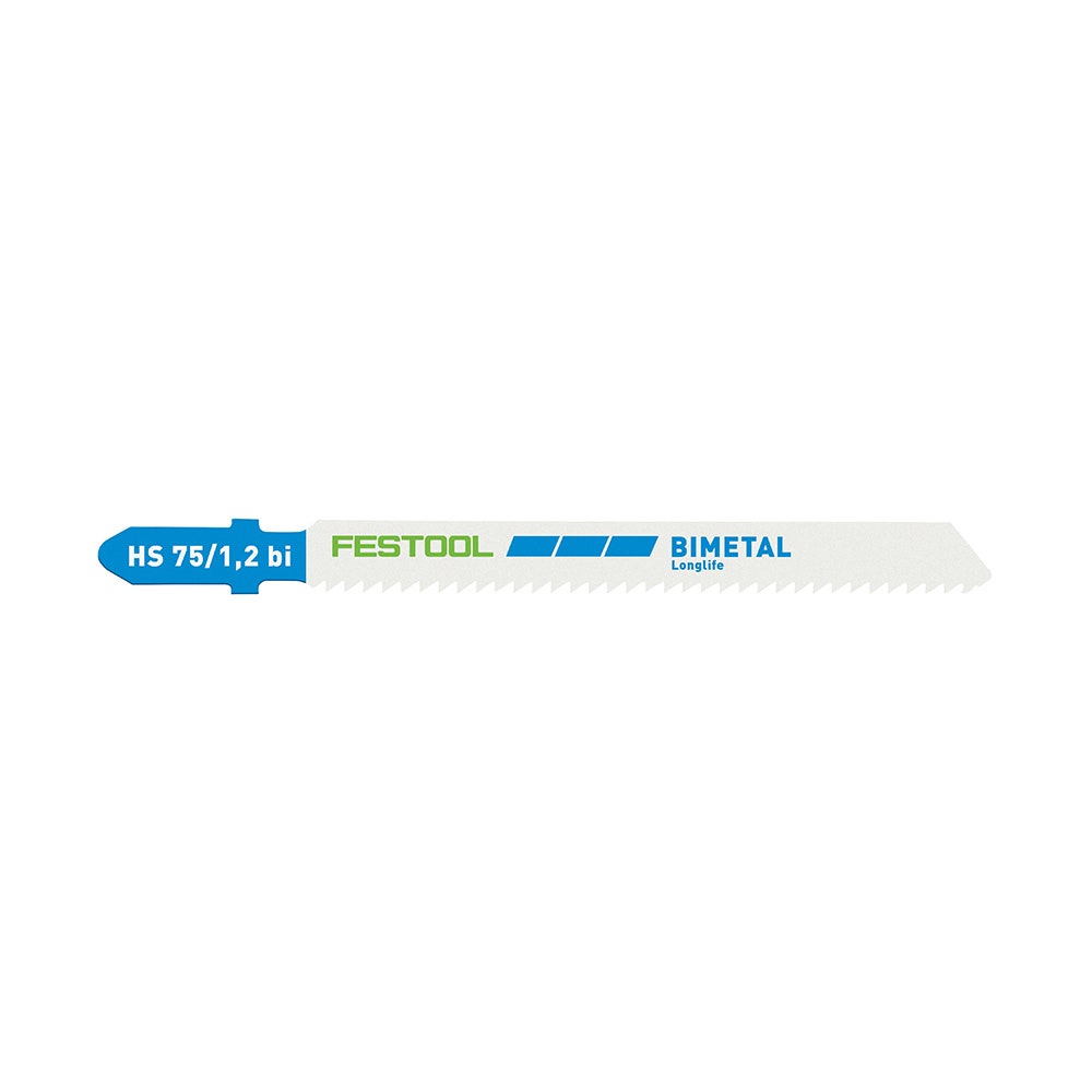 FESTOOL 75mm x 1.2mm T-Shank Jigsaw Blade for Metal Cutting - 5 Piece 204270