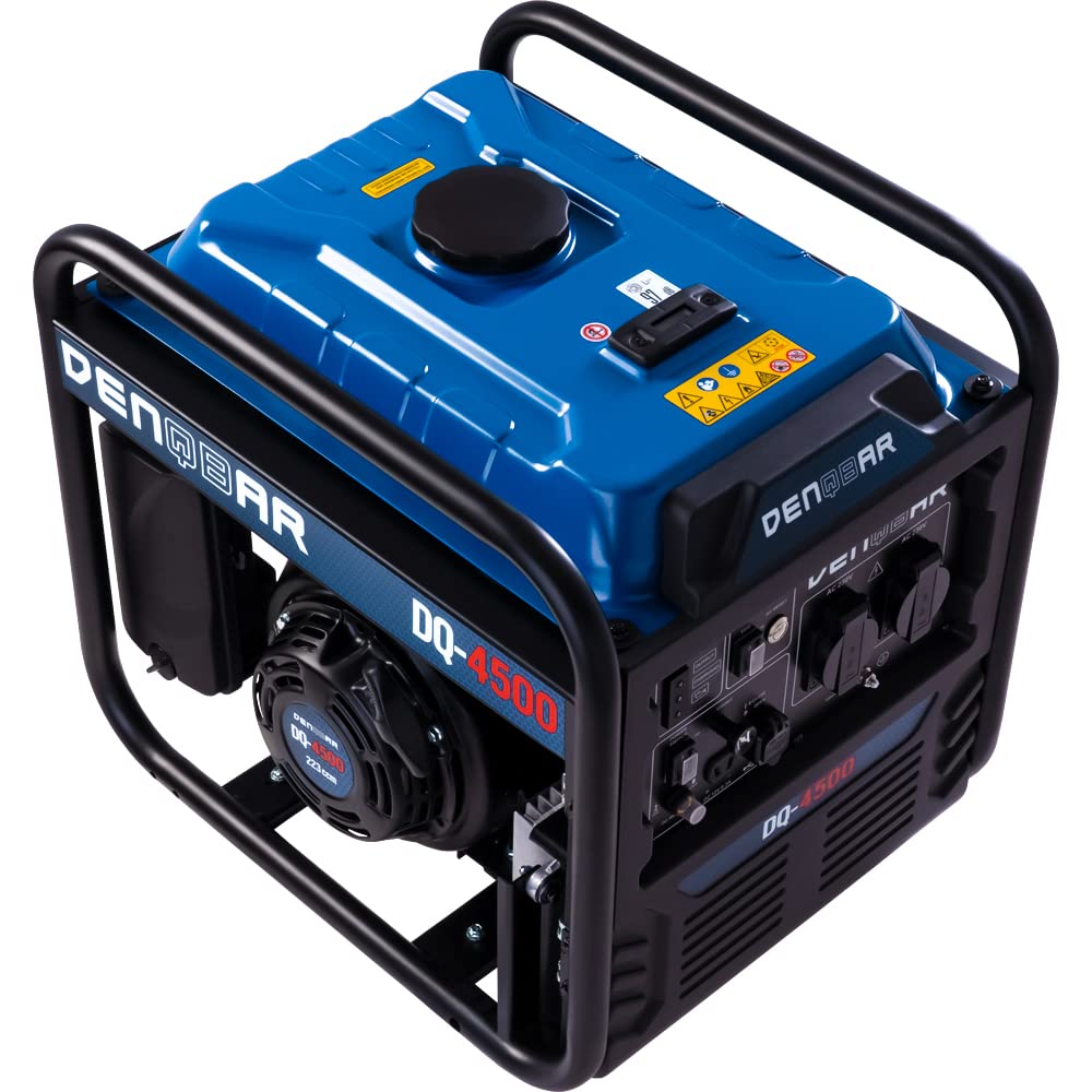 Denqbar Inverter Power Generator DQ-4500 4500 W, Open Frame Generator Petrol with 230 V, Eco Mode and USB Fast-Load 4-Stroke Motor, Portable - For Garage, Construction Site, DIY and as Emergency