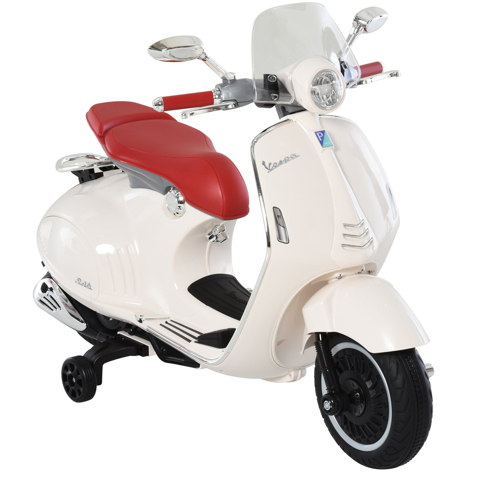 HOMCOM electric children's motorcycle children's vehicle with MP3 music lighting, 3-6 years, PP, white, load capacity 30 kg, (1 piece), 108L x 49W x 75H cm