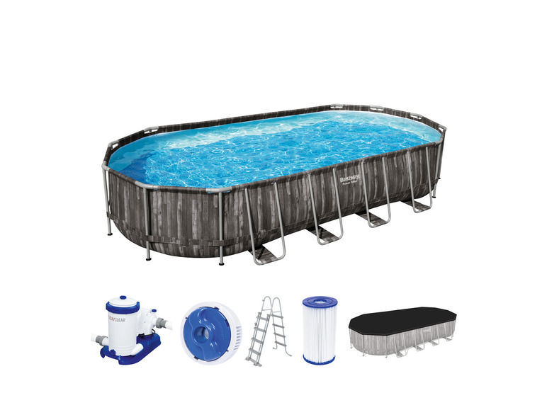 Bestway Power Steel™ Frame Pool Komplett-Set mit Filterpumpe, ca. L 732 x B 366 x H 122 cm