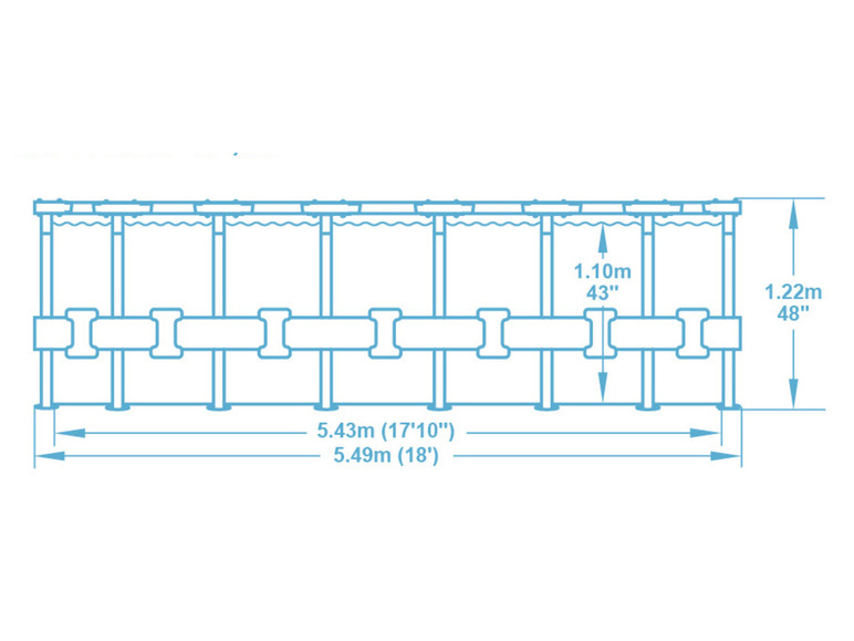 Bestway Power Steel™ Swim Vista Series™ Frame Pool Komplett-Set mit Filterpumpe, ca. Ø 549 x 122 cm
