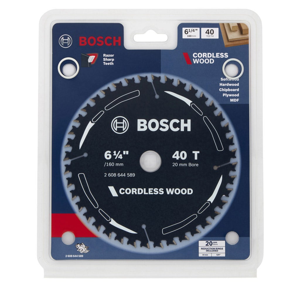 BOSCH 160mm 40T TCT Circular Saw Blade for Wood Cutting - CORDLESS WOOD