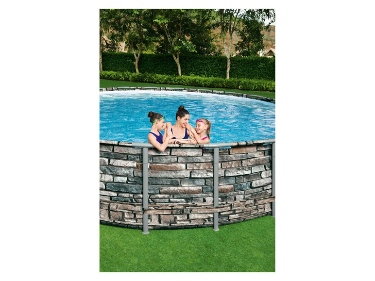 Bestway Power Steel™ Framepool Komplett-Set, rund mit Filterpumpe, Sicherheitsleiter und Abdeckplane