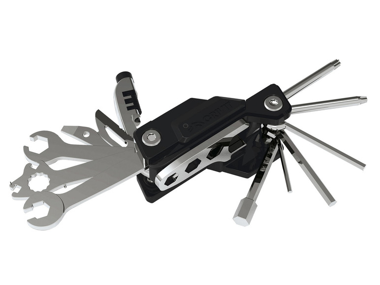 CRIVIT Fahrrad Multifunktionstool / Untersatteltasche mit Werkzeug / Minipumpe mit Manometer