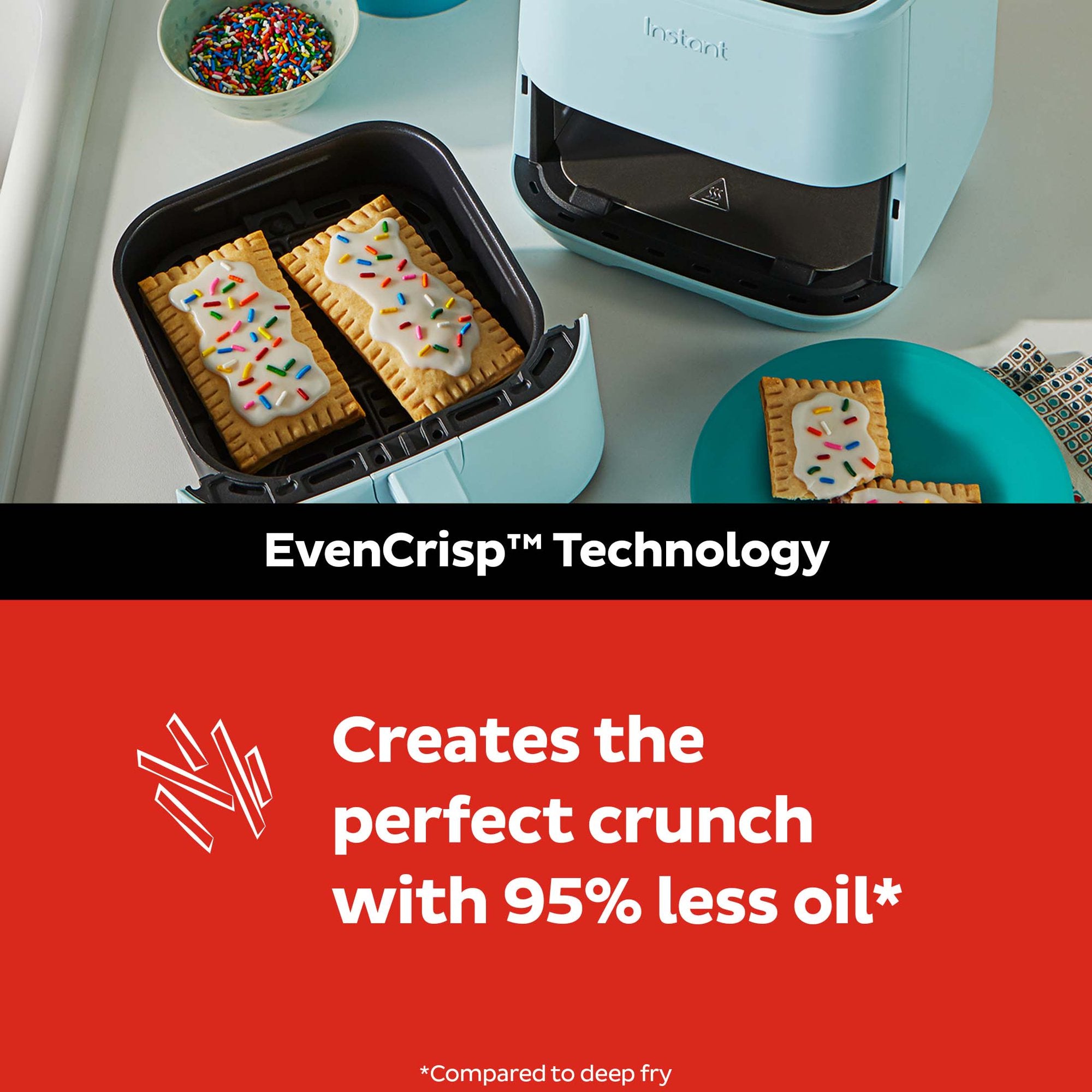 Instant Pot, 2-Quart Vortex Mini Air Fryer Oven, 4-in-1 Oil-Less Cooker, Roaster, Toaster, Crisper, Dehydrater, Warmer & More, Aqua