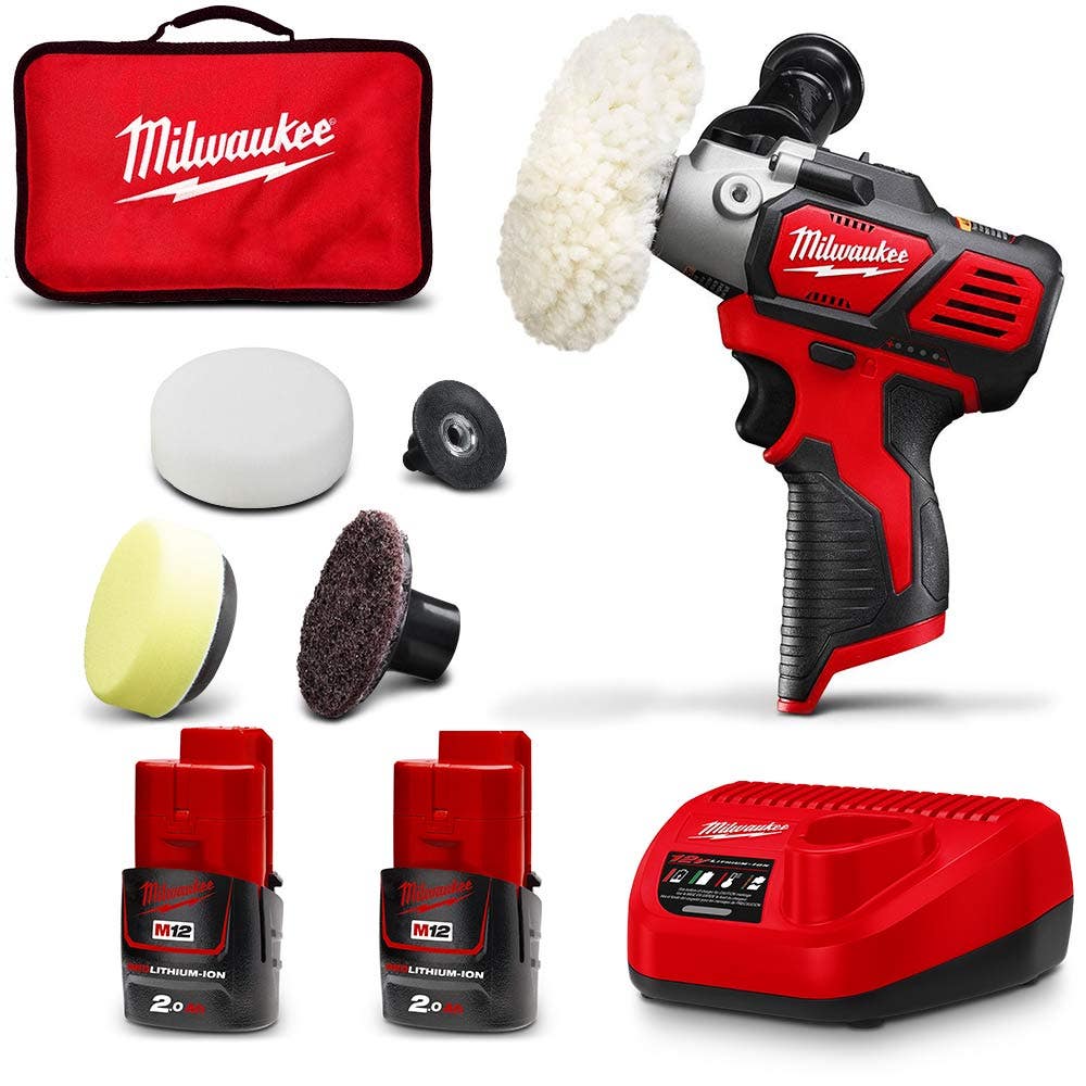 MILWAUKEE 12V 2 x 2.0Ah Spot Polisher/Detail Sander Kit M12BPS-202B