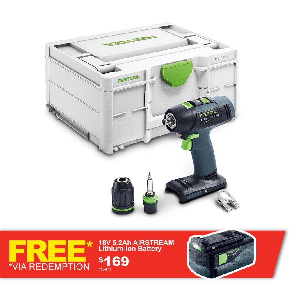 FESTOOL 18V Brushless T 18 2-Speed Drill in Systainer Skin 576448