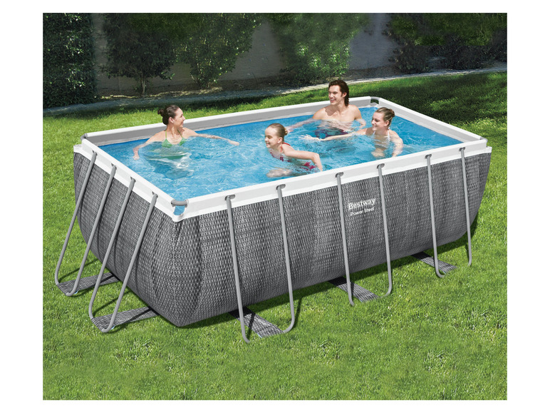 Bestway Power Steel™ Frame Pool Komplett-Set mit Filterpumpe, ca. L 412 x B 201 x L 122 cm