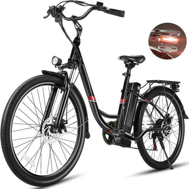 Gocio 500W Electric Bike for Adults, 26 Electric Hybrid Bicycle City Ebike, Women E Bike with 48V 7.8Ah Battery, Suspension Fork, 5 Modes Men Electric Bike with 7 Speed, LED Display and Headlight
