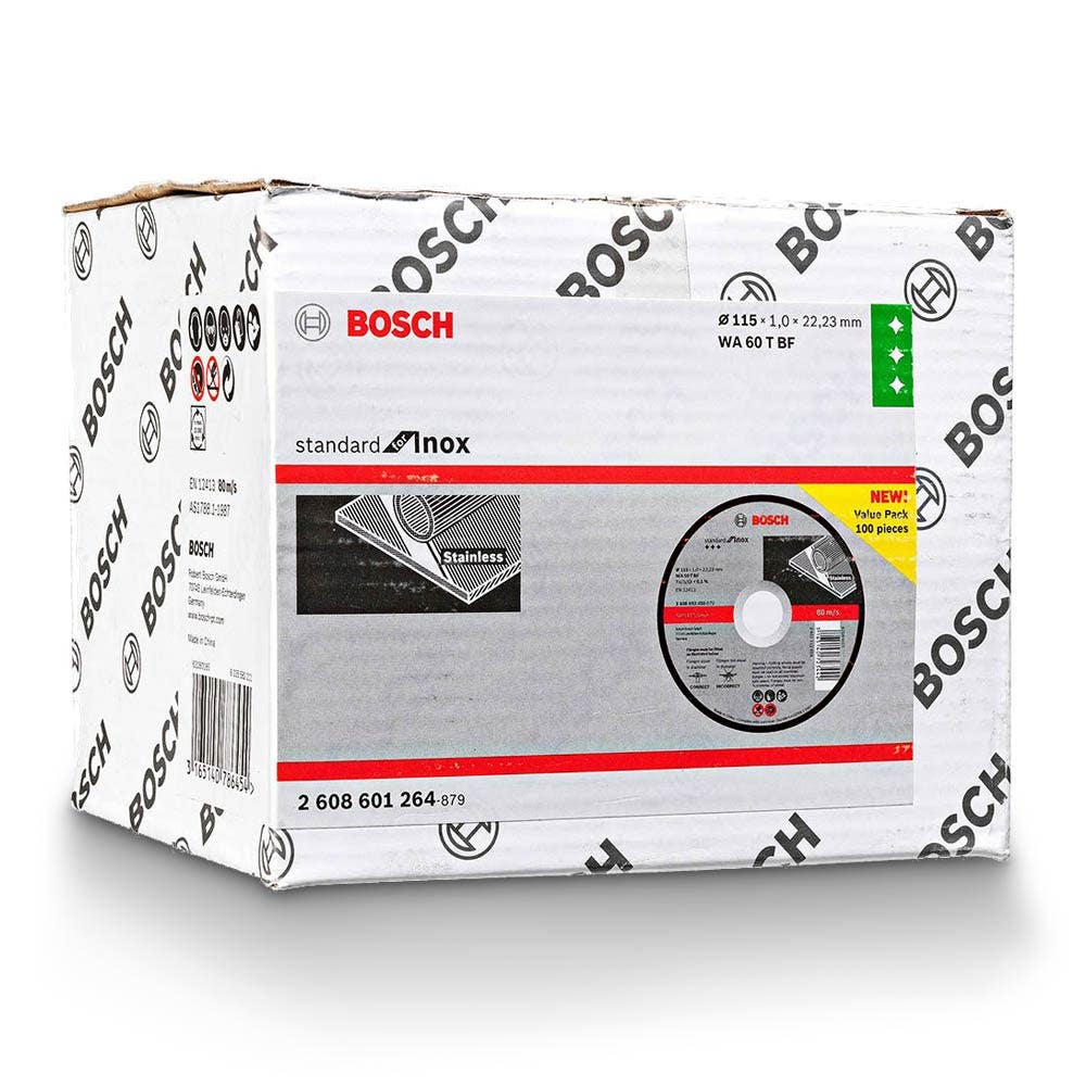 BOSCH 115 x 1.0mm Steel & Stainless Cut Off Disc - STANDARD for INOX - 100 Piece