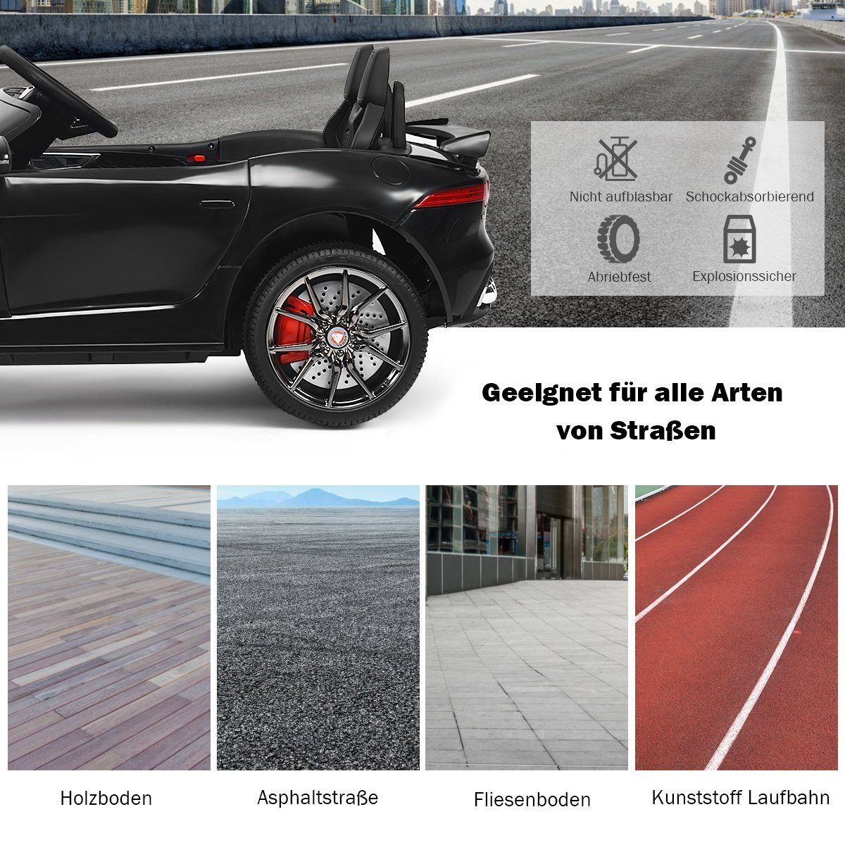 COSTWAY Elektro-Kinderauto Jaguar, mit Geschichten & Musik