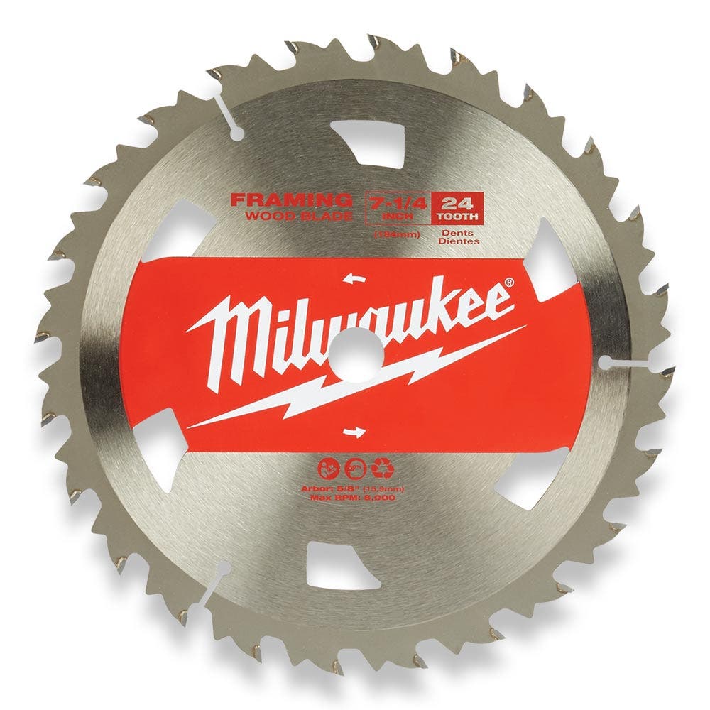 MILWAUKEE 184mm (7 1/4") 24T Basic Wood Circular Saw Blade Framing 48418710
