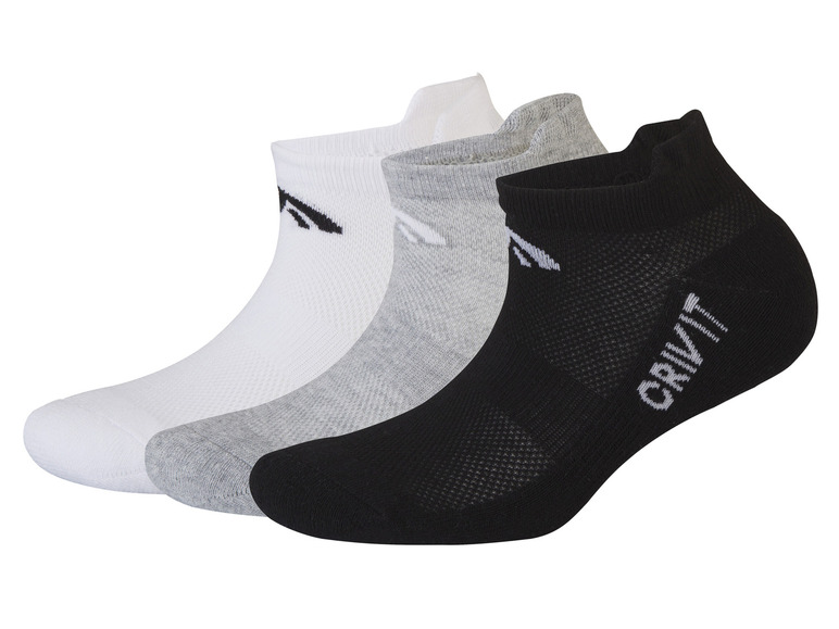 CRIVIT Damen Sport-Sneakersocken, 3 Paar, hoher Baumwollanteil