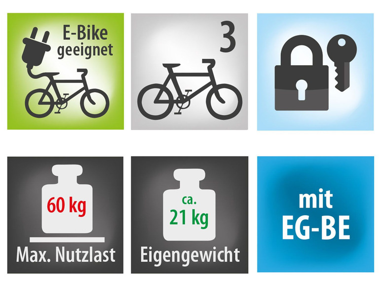 EUFAB Heckträger »Premium III«, für 3 Räder, Abklappmechanismus, abschließbar