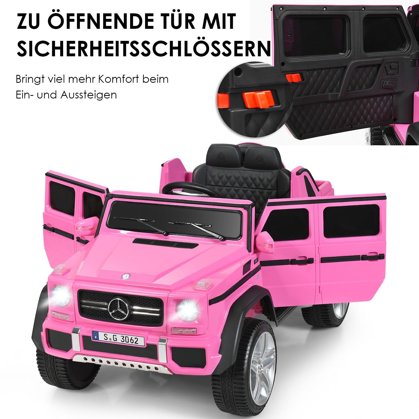 COSTWAY Elektro-Kinderauto Mercedes Benz, mit Musik & LED, 2,5-5,5km/h