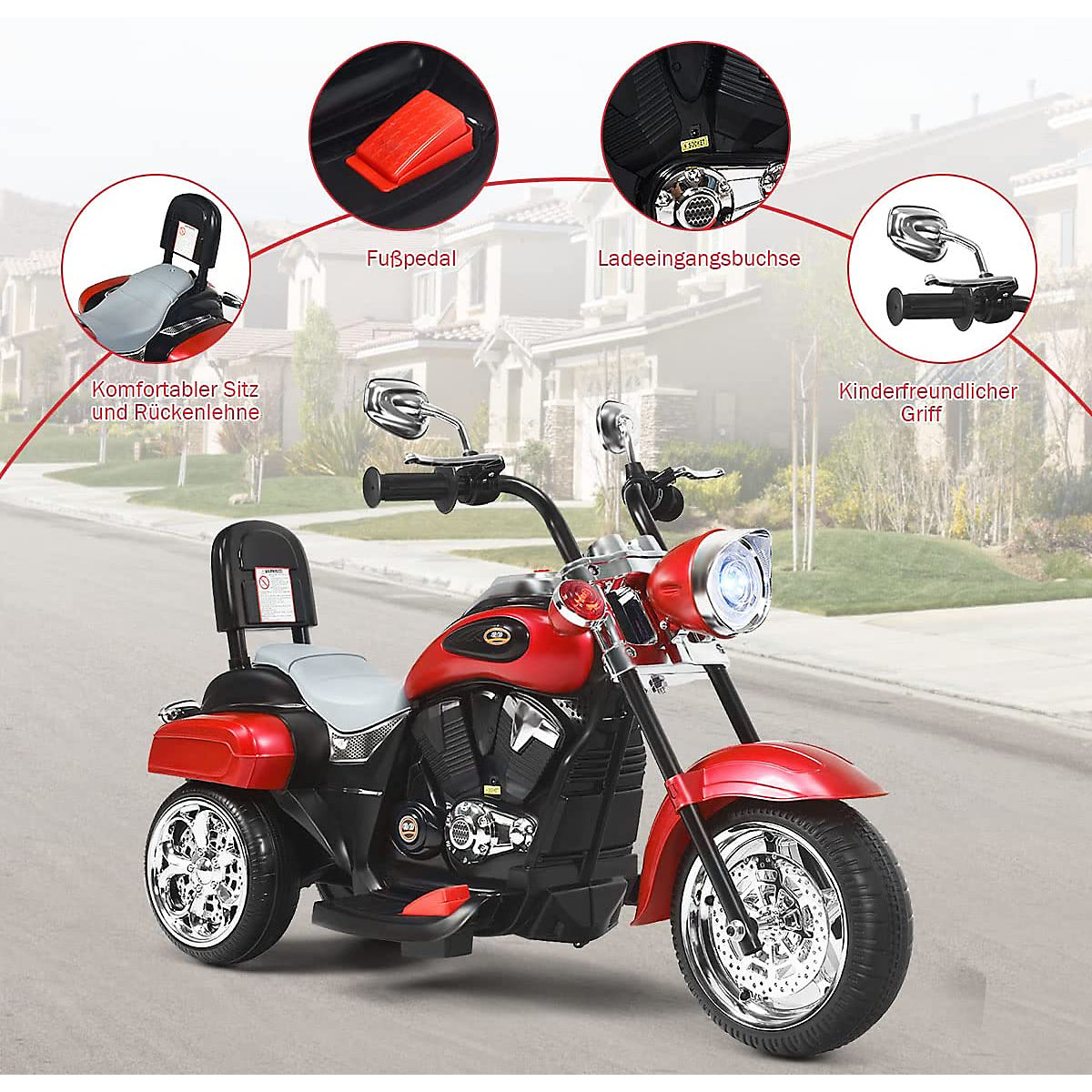 Motorrad Dreirädriges Design ab 3 Jahren rot