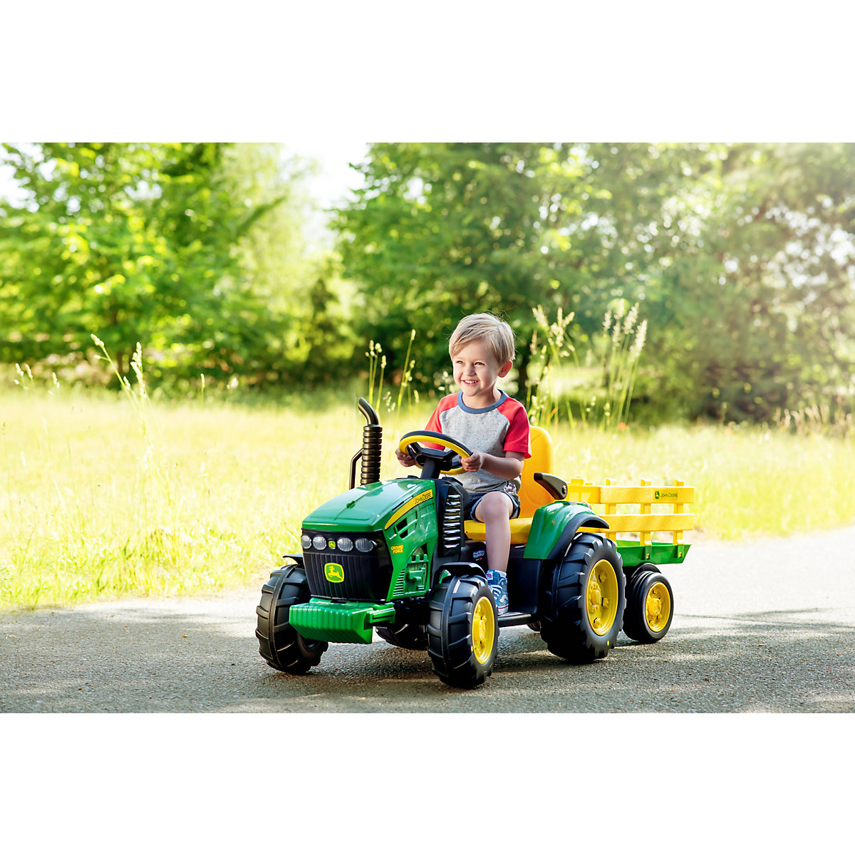 John Deere Elektrofahrzeug mit Anhänger 12V