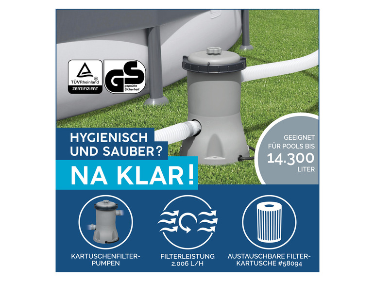 Bestway Power Steel™ Frame Pool Komplett-Set mit Filterpumpe, ca. L 412 x B 201 x L 122 cm