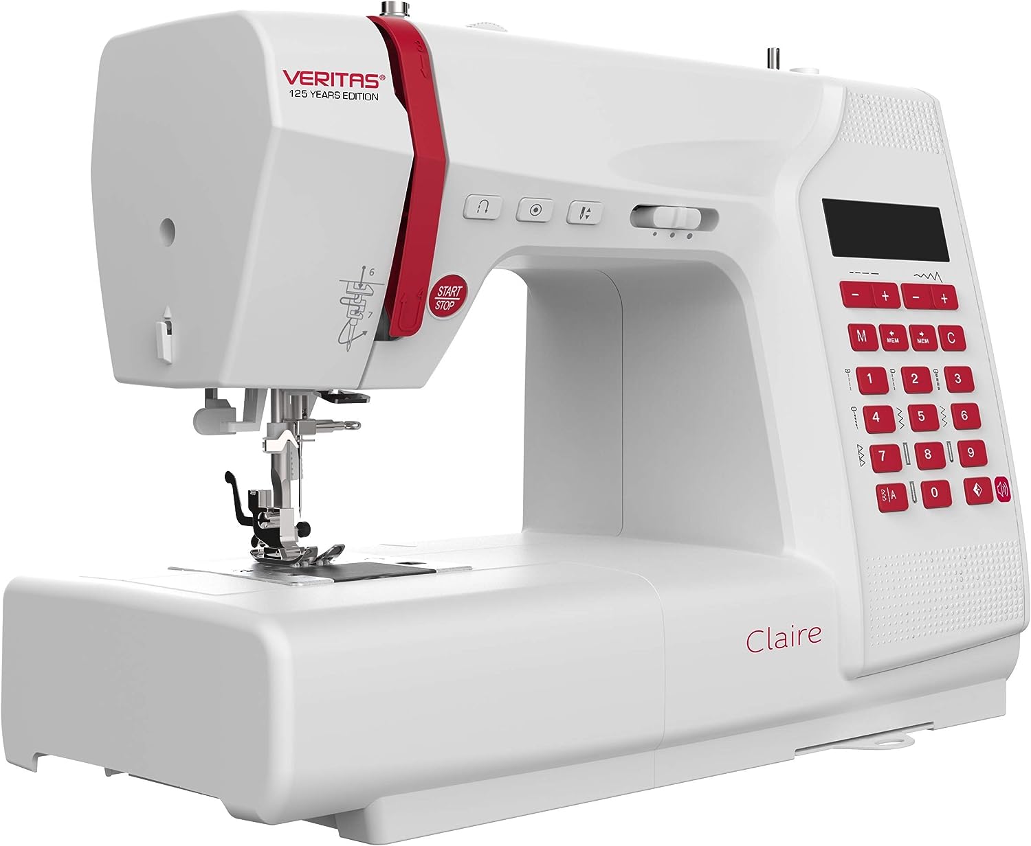 VERITAS Claire Sewing Machines - 197 Stitch Programmes, Memory Function, LCD Display, LED Sewing Light, with Alphabet and Numbers - 125 Years Anniversary Edition