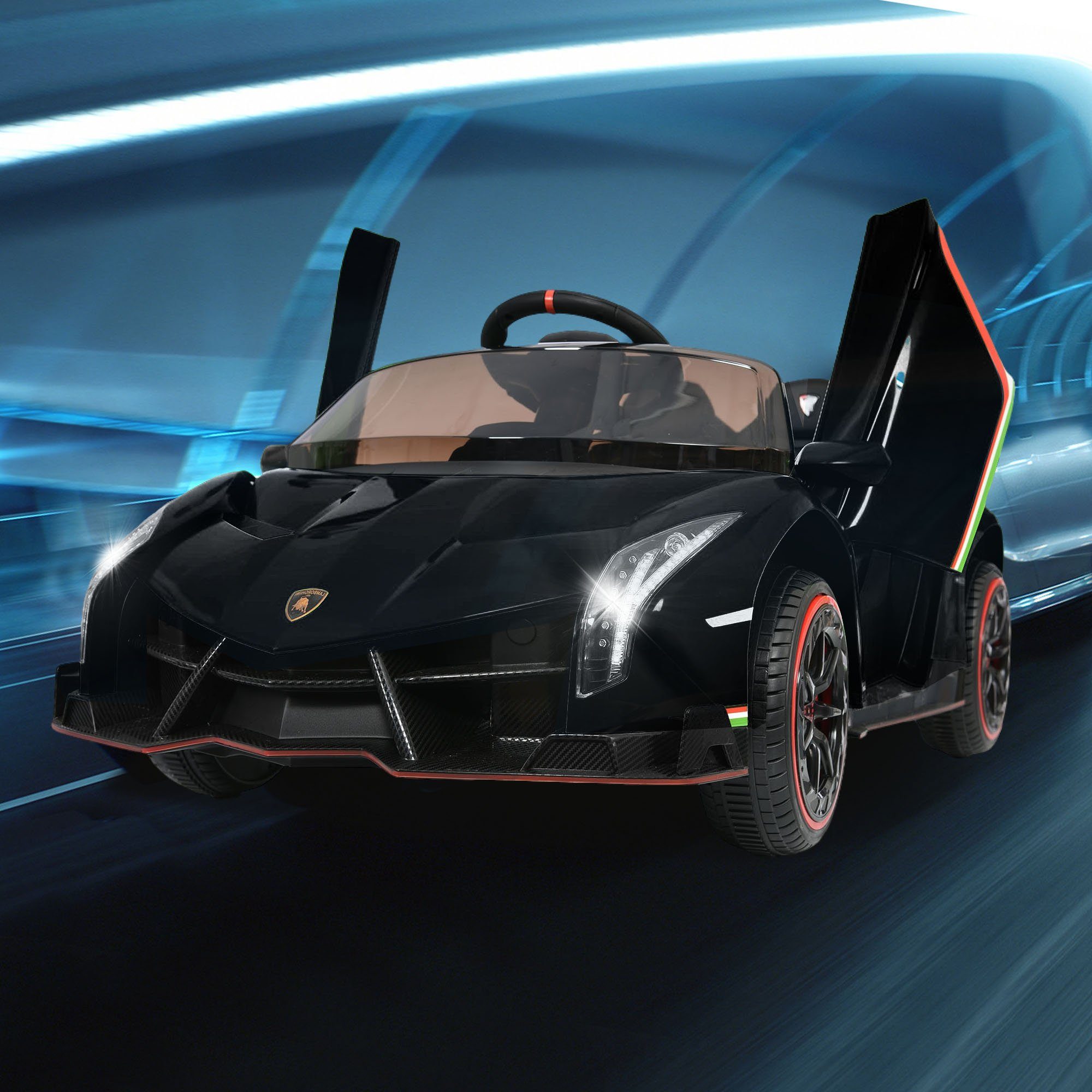 REDOM electric children's car LAMBORGHINI VENENO 2 motors, Bluetooth, double doors, 3 speeds, MP3 music, suitable for children aged 3 and over