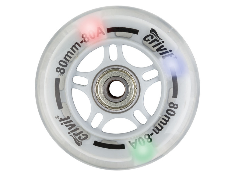 CRIVIT Inliner Rollen mit Kugellager, 8er Set / LED Rollen 4er Set