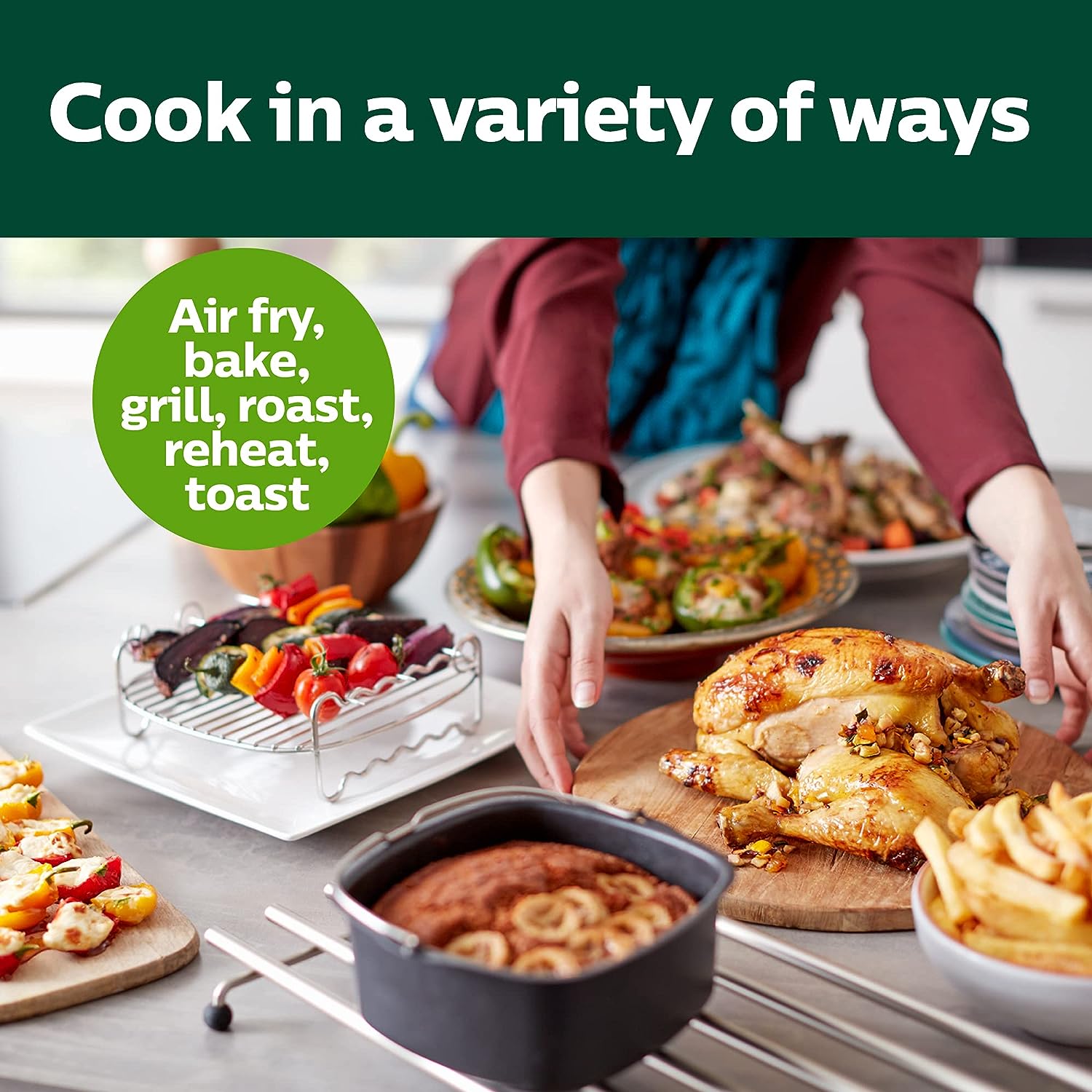 Essential Connected XL 2.65lb/6.2L Capacity Digital Airfryer with Rapid Air Technology, Wi-Fi Connected (Kitchen+ App), Alexa Compatible, Black- HD9280/91, Compact