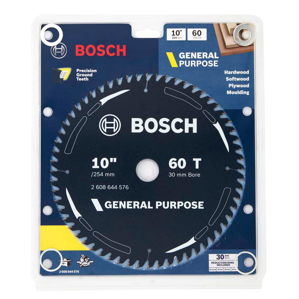 BOSCH 254mm 60T TCT Circular Saw Blade for Wood Cutting - GENERAL PURPOSE
