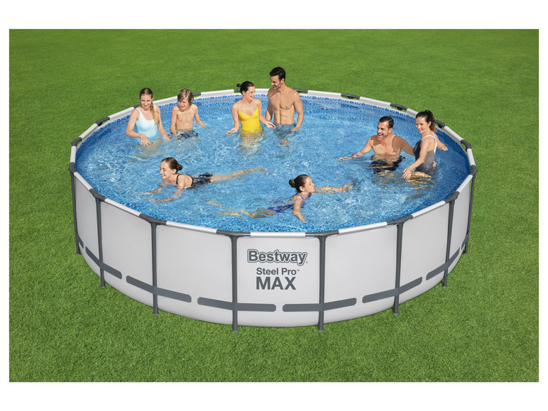 Bestway Steel Pro MAX™ Frame Pool Komplett-Set mit Filterpumpe, ca. Ø 549 x 122 cm