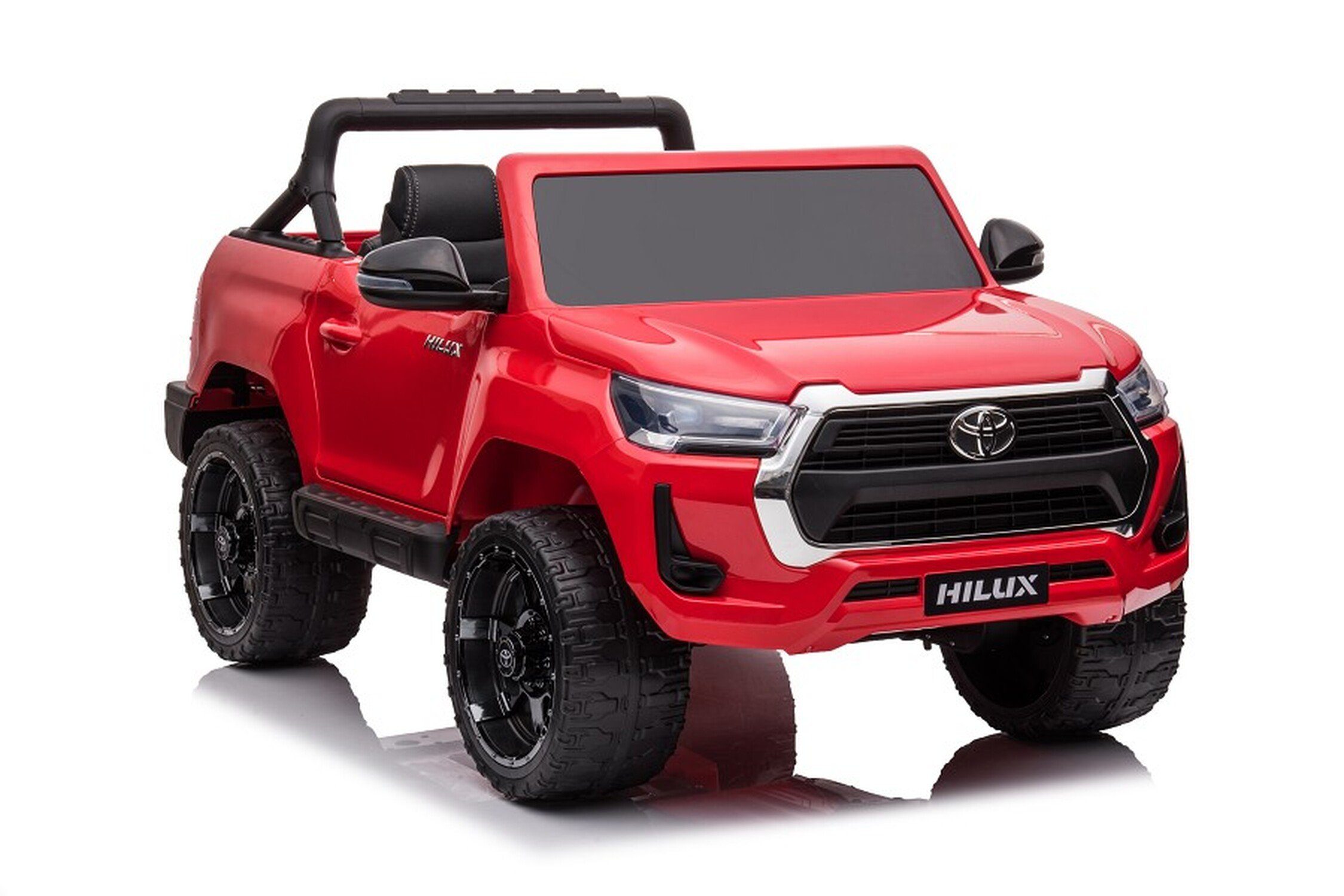 TPFLiving electric children's car Toyota Hilux - motor: 4 x 12V - battery: 1 x 12 Volt/14Ah, load capacity 40 kg, children's car - electric car with leather seat and seat belt