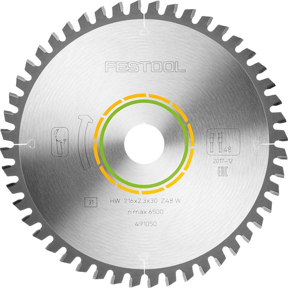 FESTOOL 216mm 48T TCT Circular Saw Blade for Veneered Panel Cutting
