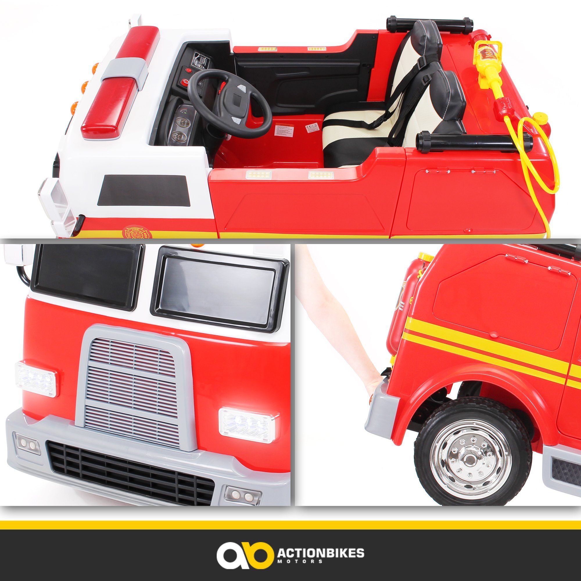 Actionbikes Motors Electric children's car children's fire brigade car LL911 electric - remote control - syringe & siren, load capacity 40 kg, (2-piece), children's vehicle toy two-seater from 3 years old electric