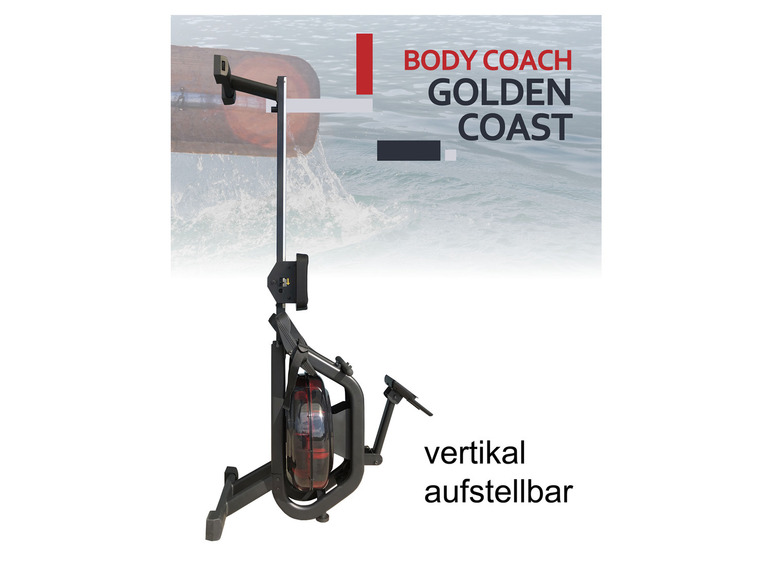 body coach Wasser-Rudergerät Gold Coast Rower Ruderzugmaschine Wasser-Bremssystem inkl. Brustgurt