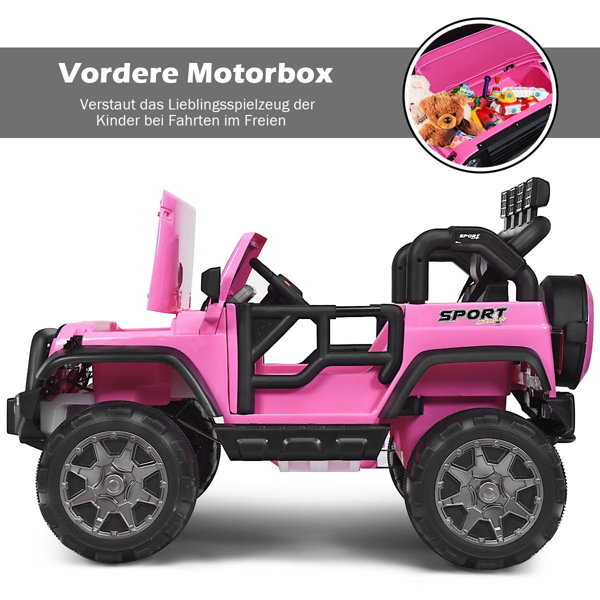 Elektroauto Jeep 2 Sitzer mit 3 Geschwindigkeiten rosa