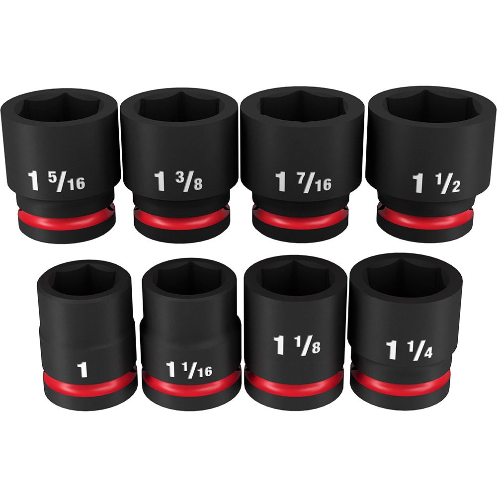 MILWAUKEE 8 Piece 3/4inch Drive 6 Point Shockwave SAE Standard Impact Socket Set 49667017