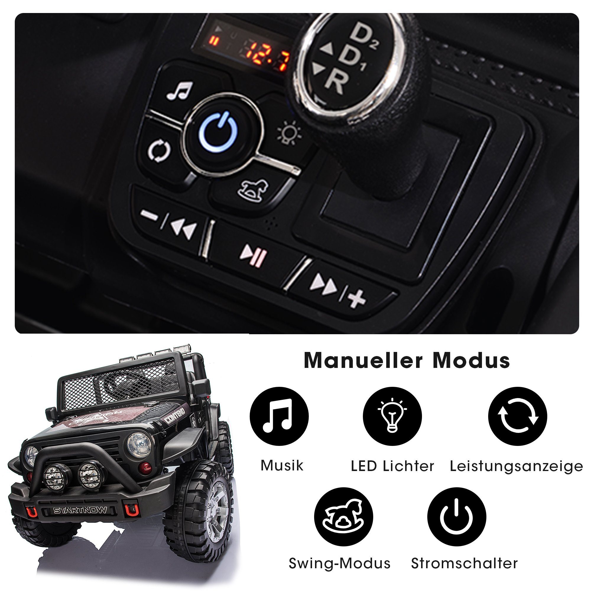 Merax Elektro-Kinderauto, Belastbarkeit 50 kg, mit 2 Sitzer, Elektroauto mit USB, AUX und Bluetooth inkl. Ferndienung