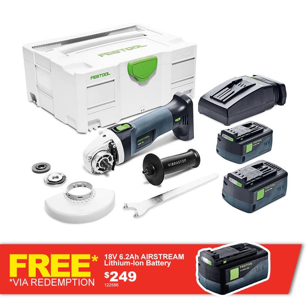 FESTOOL AGC 18V 125mm Brushless 2 x 5.2Ah Angle Grinder in Systainer Set 577031